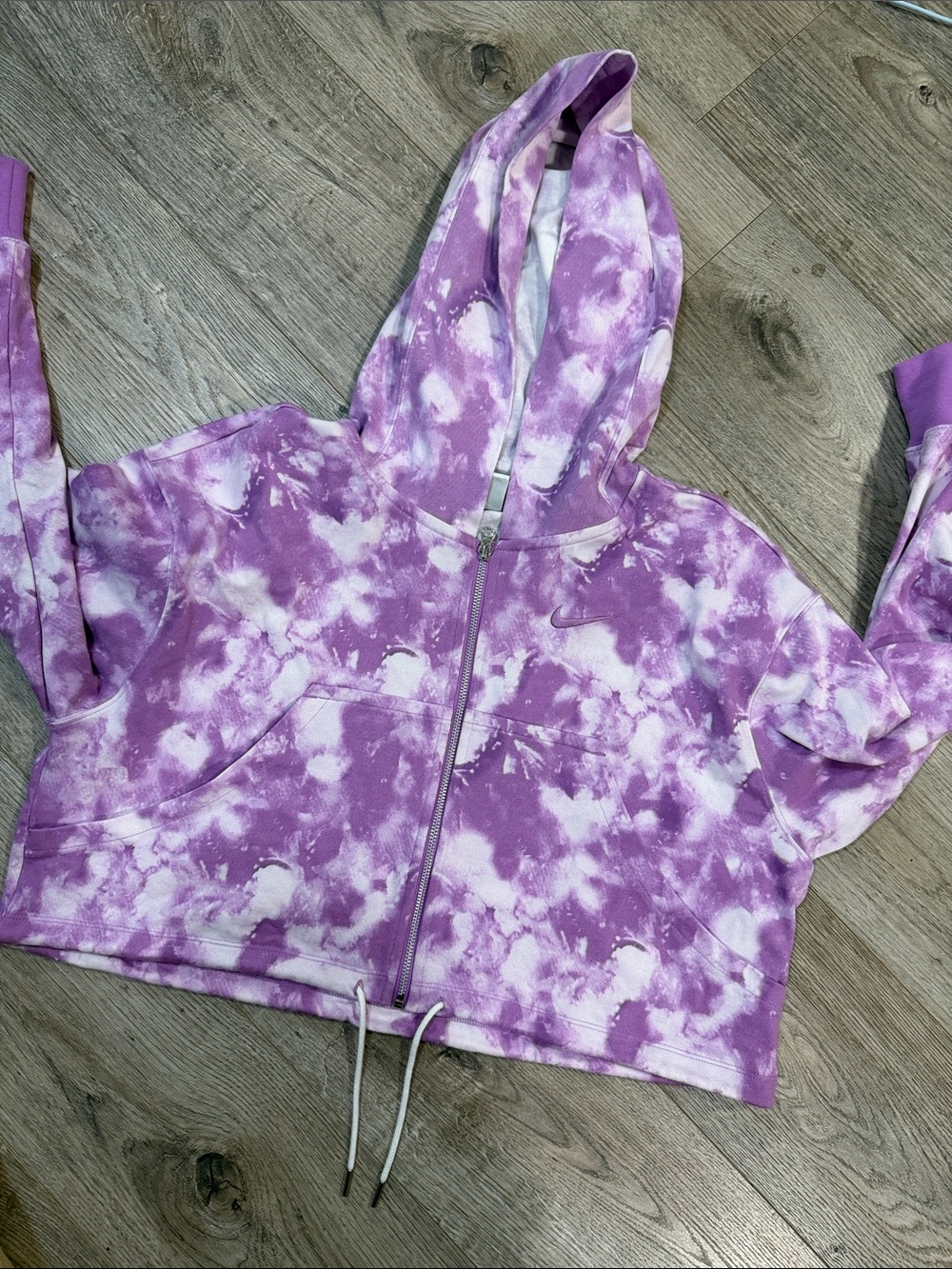 Nike Purple and White Tie-Dye Zip Hoodie